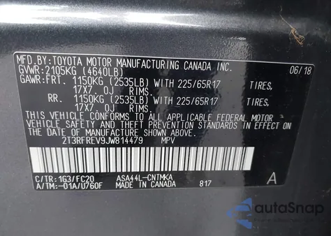 2018 Toyota Rav4 Xle from USA, damaged, VIN 2T3RFREV9JW814479